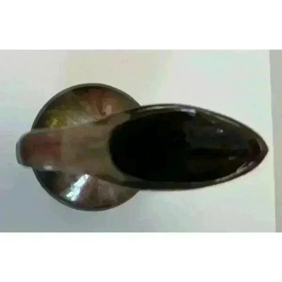 Vintage MCM Ceramic Cruet Pink Blue Gold Silver Drip Glaze Brown base Redware - Picture 7 of 10